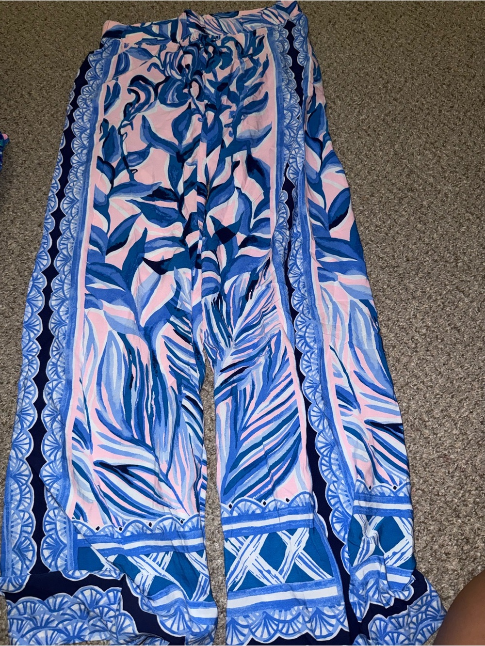 Lilly Pulitzer Pink and Blue Wide Leg Jumpsuit Pants